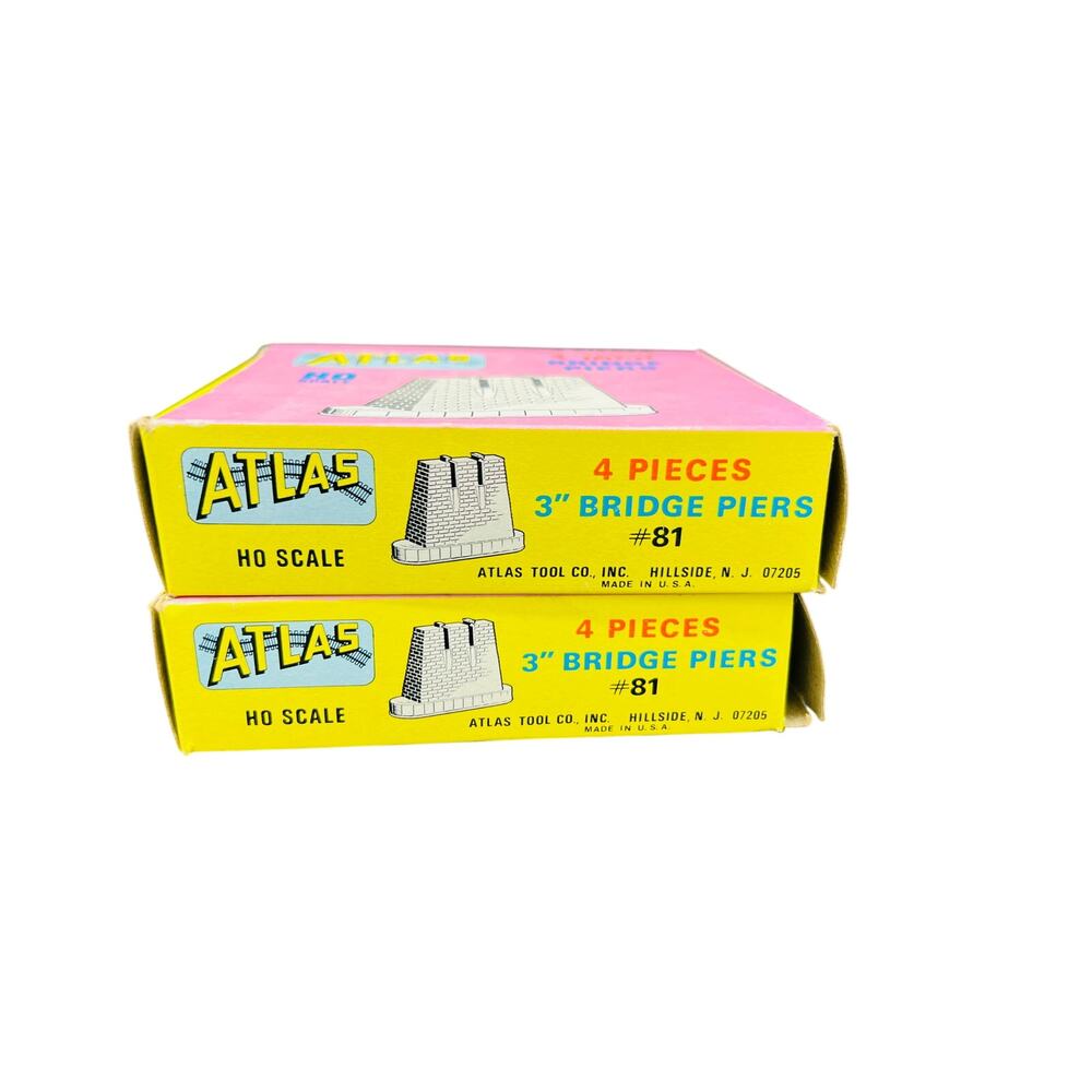 🛤️ Atlas HO Scale 3” Bridge Piers #81 – 2 Box Lot 8pcs Vintage Model Train - Picture 3 of 5